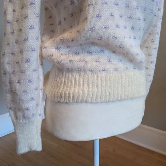 Vintage 1970s Excitation Knit Sweater Mock Neck Fuzzy Coquette Size S - Picture 5 of 7